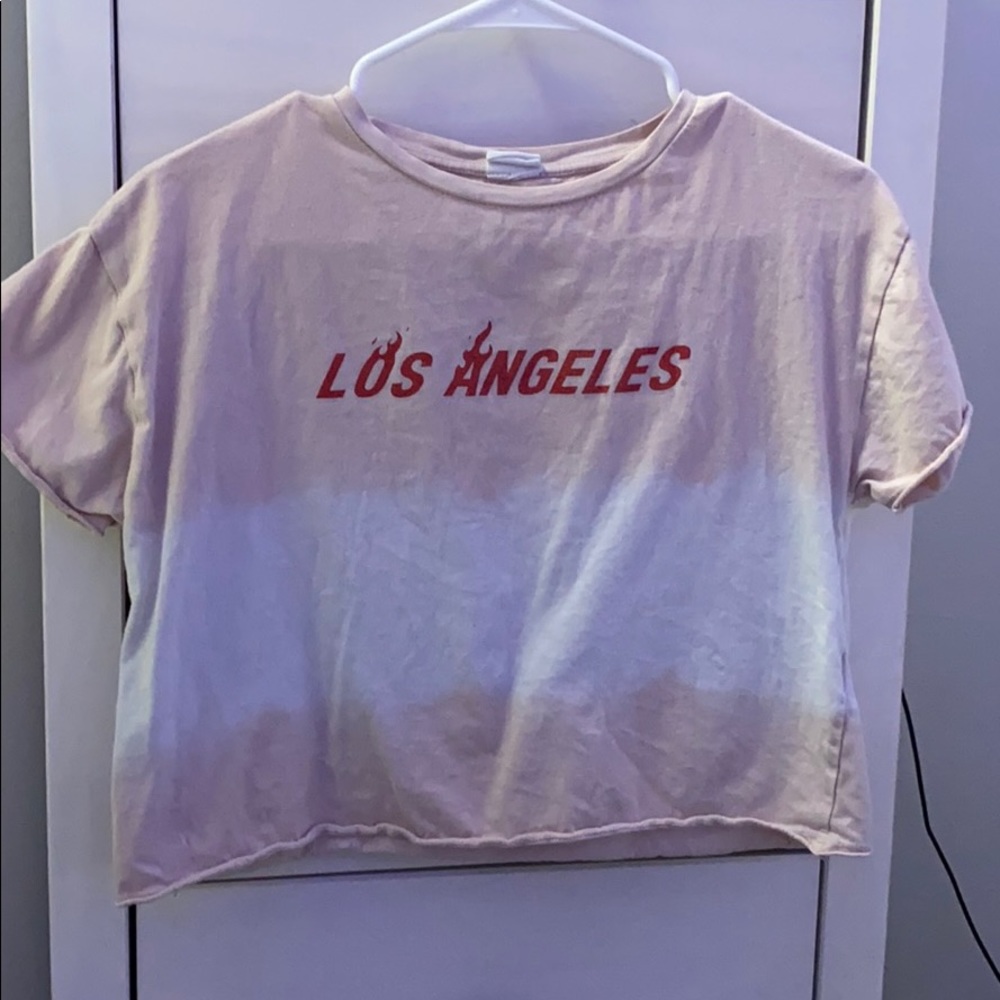 white and pink Los Angeles tee